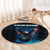 Lightning Bowling Round Carpet Electric Blue Ball and American Eagle Graphic on Stormy Black Background - Wonder Print Shop