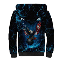 Lightning Bowling Sherpa Hoodie Electric Blue Ball and American Eagle Graphic on Stormy Black Background - Wonder Print Shop