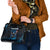 Lightning Bowling Shoulder Handbag Electric Blue Ball and American Eagle Graphic on Stormy Black Background - Wonder Print Shop