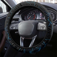 Lightning Bowling Steering Wheel Cover Electric Blue Ball and American Eagle Graphic on Stormy Black Background - Wonder Print Shop