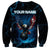 Lightning Bowling Sweatshirt Electric Blue Ball and American Eagle Graphic on Stormy Black Background - Wonder Print Shop