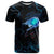 Lightning Bowling T Shirt Electric Blue Ball and American Eagle Graphic on Stormy Black Background - Wonder Print Shop