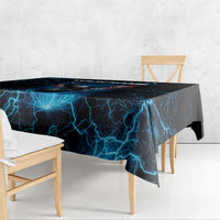 Lightning Bowling Tablecloth Electric Blue Ball and American Eagle Graphic on Stormy Black Background - Wonder Print Shop