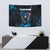 Lightning Bowling Tapestry Electric Blue Ball and American Eagle Graphic on Stormy Black Background - Wonder Print Shop
