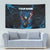 Lightning Bowling Tapestry Electric Blue Ball and American Eagle Graphic on Stormy Black Background - Wonder Print Shop