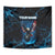 Lightning Bowling Tapestry Electric Blue Ball and American Eagle Graphic on Stormy Black Background - Wonder Print Shop