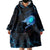 Lightning Bowling Wearable Blanket Hoodie Electric Blue Ball and American Eagle Graphic on Stormy Black Background - Wonder Print Shop