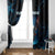 Lightning Bowling Window Curtain Electric Blue Ball and American Eagle Graphic on Stormy Black Background - Wonder Print Shop
