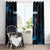 Lightning Bowling Window Curtain Electric Blue Ball and American Eagle Graphic on Stormy Black Background - Wonder Print Shop