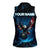 Lightning Bowling Women Sleeveless Polo Shirt Electric Blue Ball and American Eagle Graphic on Stormy Black Background - Wonder Print Shop