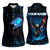 Lightning Bowling Women Sleeveless Polo Shirt Electric Blue Ball and American Eagle Graphic on Stormy Black Background - Wonder Print Shop