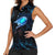 Lightning Bowling Women Sleeveless Polo Shirt Electric Blue Ball and American Eagle Graphic on Stormy Black Background - Wonder Print Shop