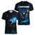 Lightning Bowling Women V-Neck T-Shirt Electric Blue Ball and American Eagle Graphic on Stormy Black Background - Wonder Print Shop