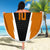 Bass Fishing Beach Blanket Jumping Largemouth Fish on Black Hex Pattern and Orange White Lightning Accents - Wonder Print Shop