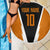 Bass Fishing Beach Blanket Jumping Largemouth Fish on Black Hex Pattern and Orange White Lightning Accents - Wonder Print Shop