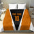 Bass Fishing Bedding Set Jumping Largemouth Fish on Black Hex Pattern and Orange White Lightning Accents - Wonder Print Shop
