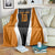 Bass Fishing Blanket Jumping Largemouth Fish on Black Hex Pattern and Orange White Lightning Accents - Wonder Print Shop