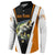 Bass Fishing Button Sweatshirt Jumping Largemouth Fish on Black Hex Pattern and Orange White Lightning Accents - Wonder Print Shop