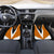 Bass Fishing Car Mats Jumping Largemouth Fish on Black Hex Pattern and Orange White Lightning Accents - Wonder Print Shop