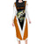 Bass Fishing Family Matching Long Sleeve Bodycon Dress and Hawaiian Shirt Jumping Largemouth Fish on Black Hex Pattern and Orange White Lightning Accents - Wonder Print Shop