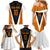 Bass Fishing Family Matching Mermaid Dress and Hawaiian Shirt Jumping Largemouth Fish on Black Hex Pattern and Orange White Lightning Accents - Wonder Print Shop
