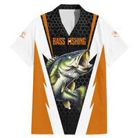 Bass Fishing Family Matching Mermaid Dress and Hawaiian Shirt Jumping Largemouth Fish on Black Hex Pattern and Orange White Lightning Accents - Wonder Print Shop