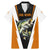 Bass Fishing Family Matching Mermaid Dress and Hawaiian Shirt Jumping Largemouth Fish on Black Hex Pattern and Orange White Lightning Accents - Wonder Print Shop