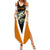 Bass Fishing Family Matching Summer Maxi Dress and Hawaiian Shirt Jumping Largemouth Fish on Black Hex Pattern and Orange White Lightning Accents - Wonder Print Shop
