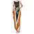 Bass Fishing Family Matching Tank Maxi Dress and Hawaiian Shirt Jumping Largemouth Fish on Black Hex Pattern and Orange White Lightning Accents - Wonder Print Shop