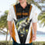 Bass Fishing Hawaiian Shirt Jumping Largemouth Fish on Black Hex Pattern and Orange White Lightning Accents - Wonder Print Shop