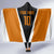 Bass Fishing Hooded Blanket Jumping Largemouth Fish on Black Hex Pattern and Orange White Lightning Accents - Wonder Print Shop