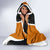 Bass Fishing Hooded Blanket Jumping Largemouth Fish on Black Hex Pattern and Orange White Lightning Accents - Wonder Print Shop