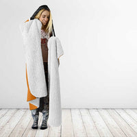 Bass Fishing Hooded Blanket Jumping Largemouth Fish on Black Hex Pattern and Orange White Lightning Accents - Wonder Print Shop