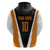 Bass Fishing Hoodie Jumping Largemouth Fish on Black Hex Pattern and Orange White Lightning Accents - Wonder Print Shop