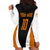 Bass Fishing Hoodie Dress Jumping Largemouth Fish on Black Hex Pattern and Orange White Lightning Accents - Wonder Print Shop