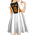 Bass Fishing Kid Short Sleeve Dress Jumping Largemouth Fish on Black Hex Pattern and Orange White Lightning Accents - Wonder Print Shop