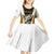 Bass Fishing Kid Short Sleeve Dress Jumping Largemouth Fish on Black Hex Pattern and Orange White Lightning Accents - Wonder Print Shop