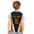 Bass Fishing Kid T Shirt Jumping Largemouth Fish on Black Hex Pattern and Orange White Lightning Accents - Wonder Print Shop