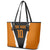 Bass Fishing Leather Tote Bag Jumping Largemouth Fish on Black Hex Pattern and Orange White Lightning Accents - Wonder Print Shop