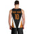 Bass Fishing Men Tank Top Jumping Largemouth Fish on Black Hex Pattern and Orange White Lightning Accents - Wonder Print Shop