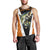 Bass Fishing Men Tank Top Jumping Largemouth Fish on Black Hex Pattern and Orange White Lightning Accents - Wonder Print Shop