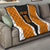 Bass Fishing Quilt Jumping Largemouth Fish on Black Hex Pattern and Orange White Lightning Accents - Wonder Print Shop