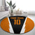 Bass Fishing Round Carpet Jumping Largemouth Fish on Black Hex Pattern and Orange White Lightning Accents - Wonder Print Shop