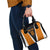 Bass Fishing Shoulder Handbag Jumping Largemouth Fish on Black Hex Pattern and Orange White Lightning Accents - Wonder Print Shop