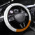 Bass Fishing Steering Wheel Cover Jumping Largemouth Fish on Black Hex Pattern and Orange White Lightning Accents - Wonder Print Shop
