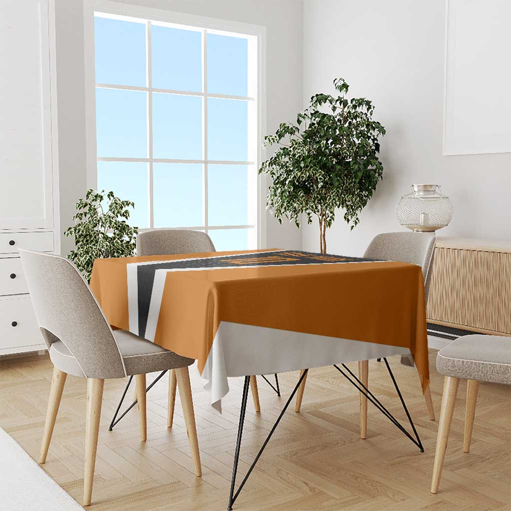 Bass Fishing Tablecloth Jumping Largemouth Fish on Black Hex Pattern and Orange White Lightning Accents - Wonder Print Shop