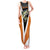 Bass Fishing Tank Maxi Dress Jumping Largemouth Fish on Black Hex Pattern and Orange White Lightning Accents - Wonder Print Shop