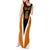 Bass Fishing Tank Maxi Dress Jumping Largemouth Fish on Black Hex Pattern and Orange White Lightning Accents - Wonder Print Shop