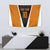 Bass Fishing Tapestry Jumping Largemouth Fish on Black Hex Pattern and Orange White Lightning Accents - Wonder Print Shop