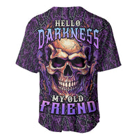 Skull Baseball Jersey Hello Darkness My Old Friend - Horror Seamless Pattern Purple - Wonder Print Shop